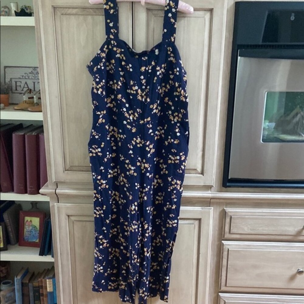 Popsugar romper Floral Navy jumpsuit sz XL midi length